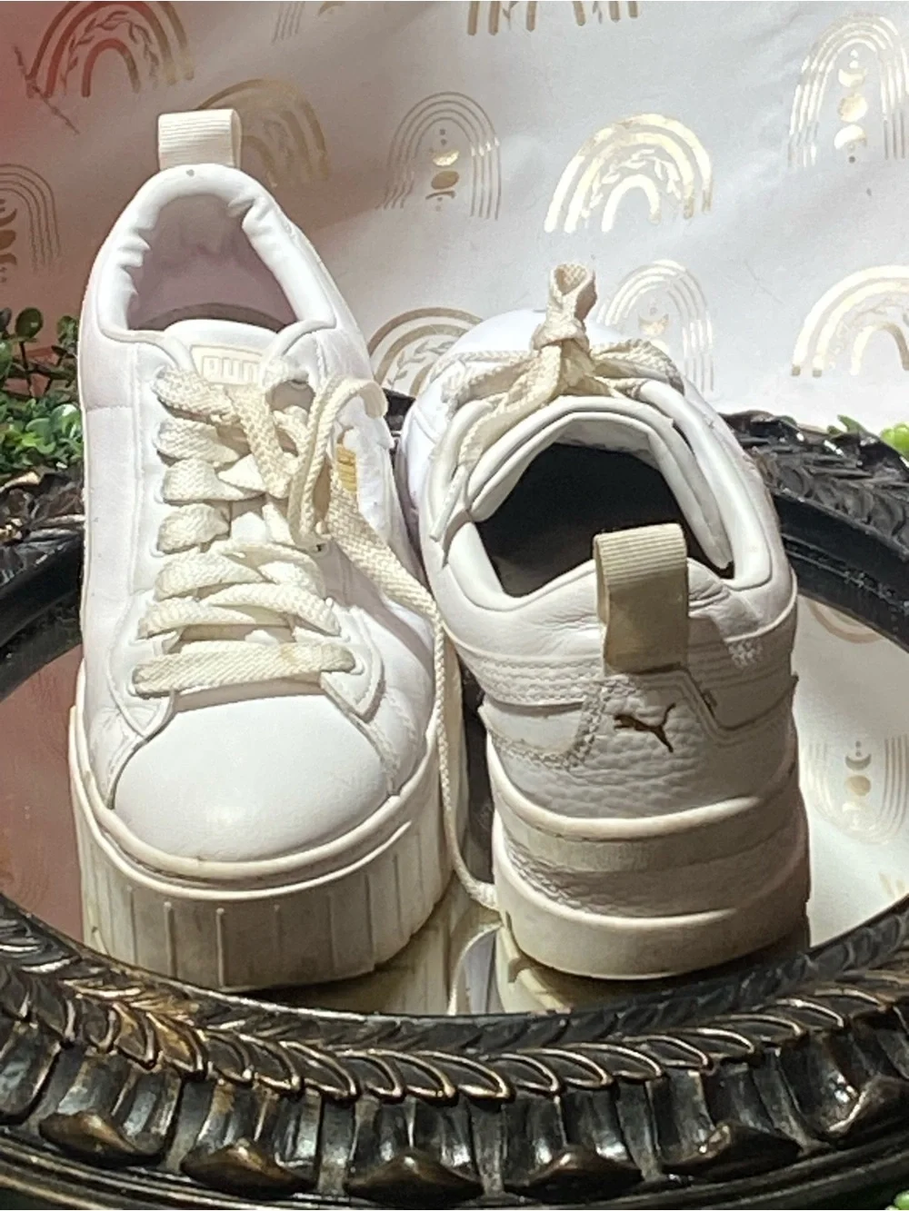 Puma Cream/White Platform Sneakers
